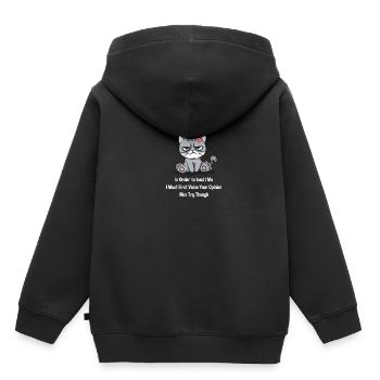 Pour m’insulter, je dois d’abord donner votre avis - Sweat Premium à capuche enfant bio - noir - Dos - AI Model Kid Male (0cm)