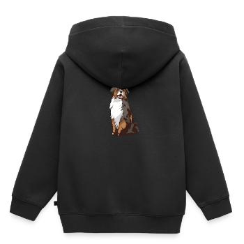 Australian Shepherd Aussie - Sweat Premium à capuche enfant bio - noir - Dos - AI Model Kid Male (0cm)