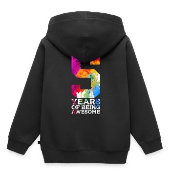 5 ANS D’ÊTRE GÉNIAL 5E ANNIVERSAIRE - Sweat Premium à capuche enfant bio - noir - Dos - AI Model Kid Male (0cm)