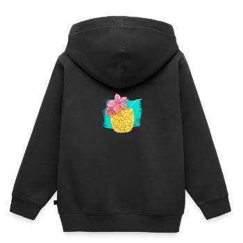 Sensations d’été à l’ananas - Sweat Premium à capuche enfant bio - noir - Dos - AI Model Kid Male (0cm)