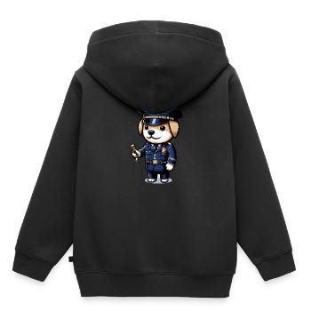Chien mignon policier - Sweat Premium à capuche enfant bio - noir - Dos - AI Model Kid Male (0cm)