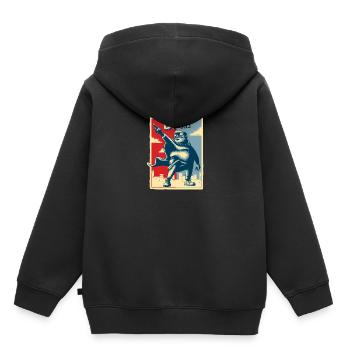 Motif de diarrhée "Big Business" rectangulaire - Sweat Premium à capuche enfant bio - noir - Dos - AI Model Kid Male (0cm)