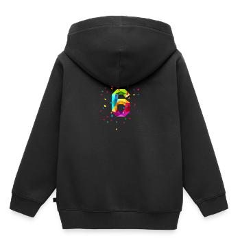 Anniversaire anniversaire chemise 6 six enfants - Sweat Premium à capuche enfant bio - noir - Dos - AI Model Kid Male (0cm)