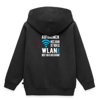 Wlan Signal Aufräumen - Kinder Premium Organic Hoodie - Schwarz - Hinten - AI Model Kid Male (0cm)