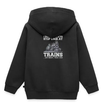 Train de marchandises Conducteur de locomotive Conducteur de locomotive Conducteur de locomotive - Sweat Premium à capuche enfant bio - noir - Dos - AI Model Kid Male (0cm)