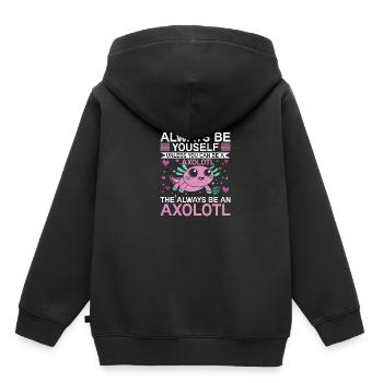 Axolotl Amphibie Lurch Salamander - Kinder Premium Organic Hoodie - Schwarz - Hinten - AI Model Kid Male (0cm)