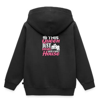 Propriétaire Propriétaire Cadeau Propriétaire Propriétaire - Sweat Premium à capuche enfant bio - noir - Dos - AI Model Kid Male (0cm)