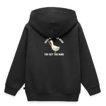 Cadeau Oies Fair Goose - Sweat Premium à capuche enfant bio - noir - Dos - AI Model Kid Male (0cm)