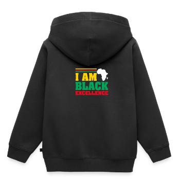 Femme noire Fierté afro-américaine - Sweat Premium à capuche enfant bio - noir - Dos - AI Model Kid Male (0cm)