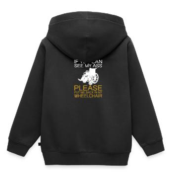 Amputation Überlebende Behinderten Rollstuhlkostüm - Kinder Premium Organic Hoodie - Schwarz - Hinten - AI Model Kid Male (0cm)
