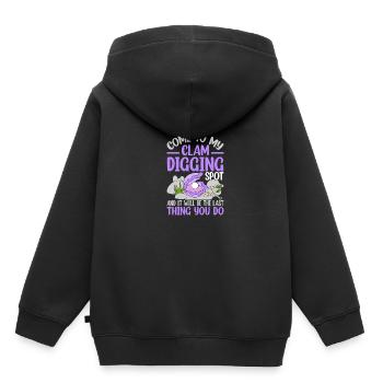 Creuser des moules avec enthousiasme pour les moules - Sweat Premium à capuche enfant bio - noir - Dos - AI Model Kid Male (0cm)