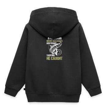 Aventure en eau salée pour les amateurs de pêche au tarpon - Sweat Premium à capuche enfant bio - noir - Dos - AI Model Kid Male (0cm)