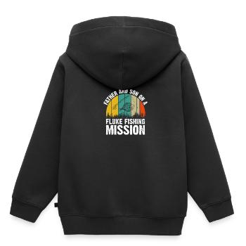 Pêcheurs Pêcheurs Pêcheurs sportifs - Sweat Premium à capuche enfant bio - noir - Dos - AI Model Kid Male (0cm)