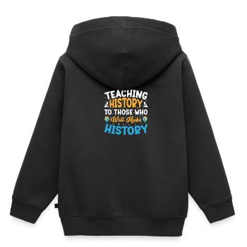 Appréciation du professeur d’histoire Cours d’histoire - Sweat Premium à capuche enfant bio - noir - Dos - AI Model Kid Male (0cm)