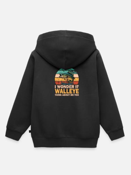 Walleye Zander Pêche Pêcheur Pêcheur - Sweat Premium à capuche enfant bio - noir
