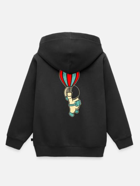 Astronaut Hot Air Balloon Spaceman - Kids Premium Organic Hoodie - black