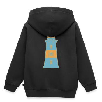 Phare sur la côte maritime - Sweat Premium à capuche enfant bio - noir - Dos - AI Model Kid Male (0cm)