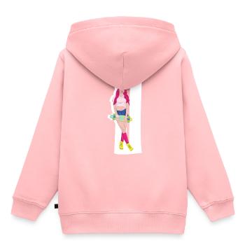 Rothaarige Skaterin mit Skateboard - Kinder Premium Organic Hoodie - Rosa - Hinten - AI Model Kid Female (0cm)