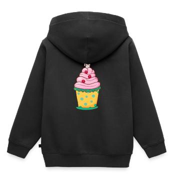 Cupcake Muffin Gâteau à la confiserie - Sweat Premium à capuche enfant bio - noir - Dos - AI Model Kid Male (0cm)