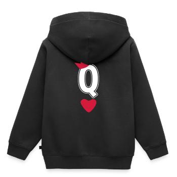 Herz Königin Q Queen Krone Karte - Kinder Premium Organic Hoodie - Schwarz - Hinten - AI Model Kid Male (0cm)