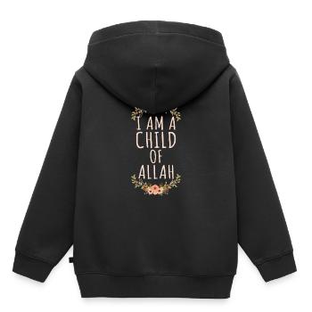 Allah Islam Musulman Mohammed Coran Le cadeau de La Mecque - Sweat Premium à capuche enfant bio - noir - Dos - AI Model Kid Male (0cm)