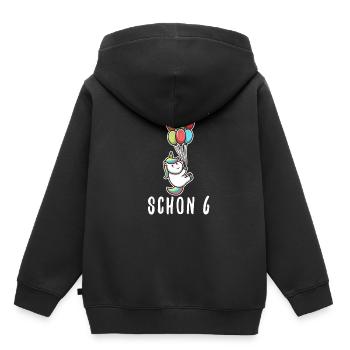 Ich bin schon 6 Einhorn - Kinder Premium Organic Hoodie - Schwarz - Hinten - AI Model Kid Male (0cm)