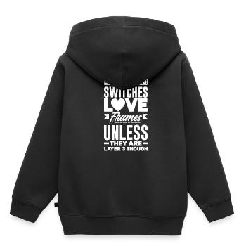 Commute les cadres d’amour sauf s’ils sont de couche 3 - Sweat Premium à capuche enfant bio - noir - Dos - AI Model Kid Male (0cm)