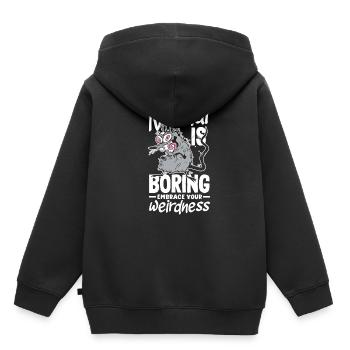 Normal is boring Embrace your weirdness - Kinder Premium Organic Hoodie - Schwarz - Hinten - AI Model Kid Male (0cm)