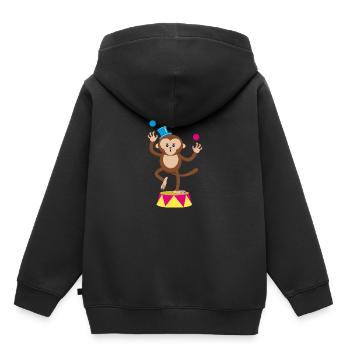 Cirque singe jongleur singe singe singe cirque - Sweat Premium à capuche enfant bio - noir - Dos - AI Model Kid Male (0cm)