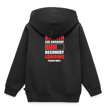 Gebrochenes Bein - Kinder Premium Organic Hoodie - Schwarz - Hinten - AI Model Kid Male (0cm)