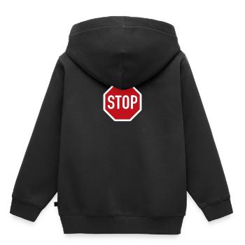 ARRÊT - Sweat Premium à capuche enfant bio - noir - Dos - AI Model Kid Male (0cm)