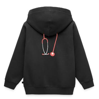 stéthoscope médecin systémiquement important corona hero corona - Sweat Premium à capuche enfant bio - noir - Dos - AI Model Kid Male (0cm)
