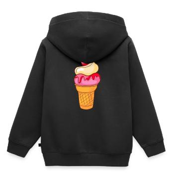 Crème glacée, crème glacée, crème glacée, crème glacée, boule, crème glacée, sundae - Sweat Premium à capuche enfant bio - noir - Dos - AI Model Kid Male (0cm)