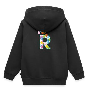 ballons lettre R - Sweat Premium à capuche enfant bio - noir - Dos - AI Model Kid Male (0cm)