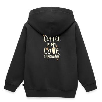 kaffee ist meine liebes sprache - Kinder Premium Organic Hoodie - Schwarz - Hinten - AI Model Kid Male (0cm)