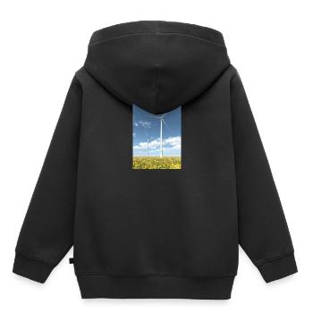 Wind turbines with sunflowers - Kids Premium Organic Hoodie - black - Back - AI Model Kid Male (0cm)