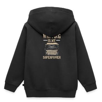 Autor - Kinder Premium Organic Hoodie - Schwarz - Hinten - AI Model Kid Male (0cm)