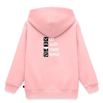 manger dormir chasser répéter, chassant les tornades, twister - Sweat Premium à capuche enfant bio - rose - Dos - AI Model Kid Female (0cm)