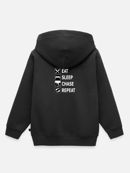 eat sleep chase repeat, chasing tornados, twister - Kinder Premium Organic Hoodie - Schwarz