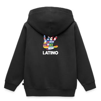 Latino Lateinamerika Flaggen Weiß - Kinder Premium Organic Hoodie - Schwarz - Hinten - AI Model Kid Male (0cm)