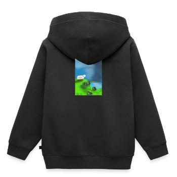 Schaf auf Felsen vor dem Wasser - Kinder Premium Organic Hoodie - Schwarz - Hinten - AI Model Kid Male (0cm)