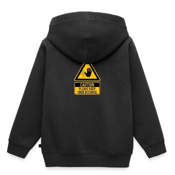 Corona Attention Veuillez garder vos distances Attention - Sweat Premium à capuche enfant bio - noir - Dos - AI Model Kid Male (0cm)
