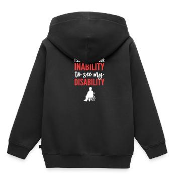 Rollstuhl - Kinder Premium Organic Hoodie - Schwarz - Hinten - AI Model Kid Male (0cm)