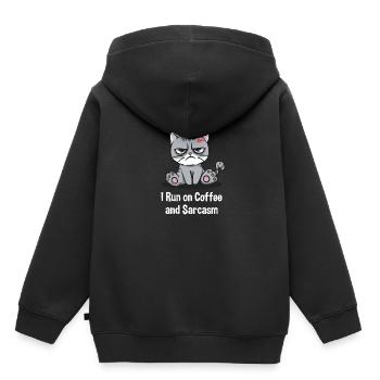 Je cours avec du café et du sarcasme drôle de café - Sweat Premium à capuche enfant bio - noir - Dos - AI Model Kid Male (0cm)