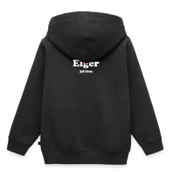 Eiger mit Schweizerkreuz - Kinder Premium Organic Hoodie - Schwarz - Hinten - AI Model Kid Male (0cm)