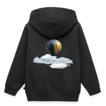 Ballon à air chaud - Sweat Premium à capuche enfant bio - noir - Dos - AI Model Kid Male (0cm)