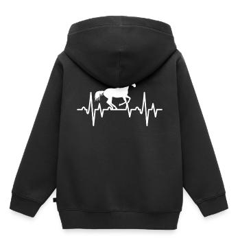 Herzschlag reiterin cheval enfant cadeau cavalier - Sweat Premium à capuche enfant bio - noir - Dos - AI Model Kid Male (0cm)