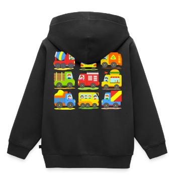 Camions Véhicules lourds Camions Camions Bus Enfants - Sweat Premium à capuche enfant bio - noir - Dos - AI Model Kid Male (0cm)