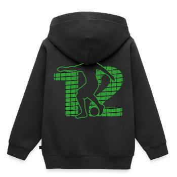 Sport de football Terrain de football Terrain de football n°12 - Sweat Premium à capuche enfant bio - noir - Dos - AI Model Kid Male (0cm)