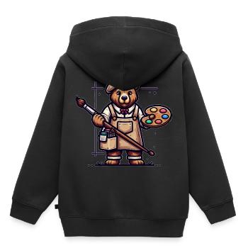 Artiste d’ours mignon - Sweat Premium à capuche enfant bio - noir - Dos - AI Model Kid Male (0cm)